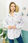 155555 Oversize Keten Karisimli Cepli Gomlek